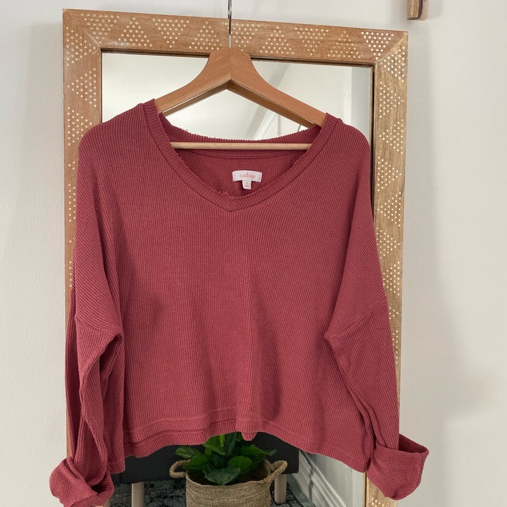 Size small, thermal/ribbed knit soft top by colsie